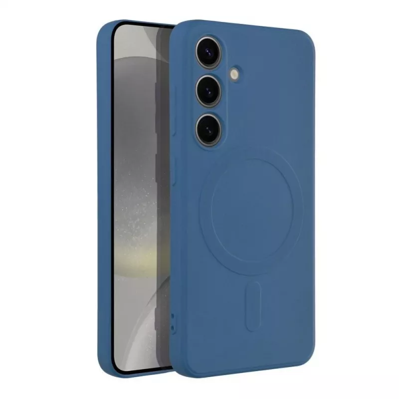 Capa OEM de silicone MagSafe para Samsung Galaxy S24 com proteção da câmara - azul