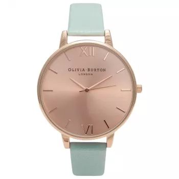 Relógio mulher OLIVIA BURTON Big Dial OB15BD75 38mm caixa de aço inoxidável cor de ouro rosé bracelete de pele cinzento
