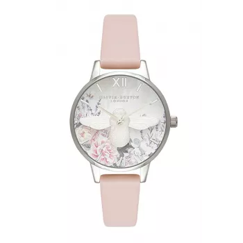Relógio de mulher OLIVIA BURTON Celestial quartzo 30 mm ouro rosa aço inoxidável cinzento pele OB16GH09
