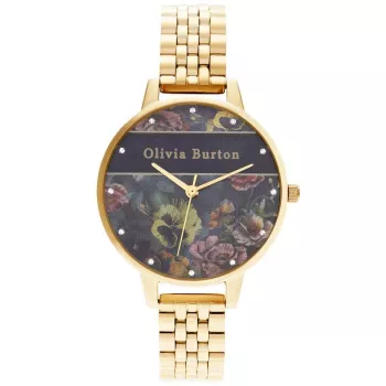 Olivia Burton relógio de senhora Celestial OB16VS01 34mm caixa de aço inoxidável com PVD em ouro rosa bracelete de pele preta