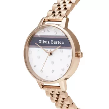 Relógio de mulher OLIVIA BURTON Celestial OB16VS06 - 34 mm caixa em aço inoxidável ouro rosa, bracelete em pele cinzento, quartzo analógico