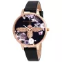 Olivia Burton relógio de senhora Enchanted Garden OB16EM02 – 38 mm caixa de aço inoxidável em tom de ouro rosa, bracelete de pele cinzenta, mostrador cinzento com motivo de abelha