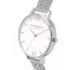 Olivia Burton relógio de senhora Enchanted Garden OB16ES10 - 38mm caixa de aço inoxidável em tom de ouro rosa, mostrador branco floral, bracelete de pele cinzenta