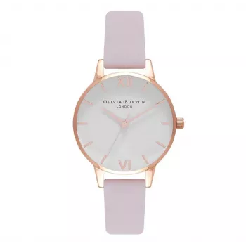 Relógio de mulher OLIVIA BURTON Midi Dial OB16MDW36 - caixa de aço inoxidável de 30mm, bracelete de pele cinzenta, movimento de quartzo