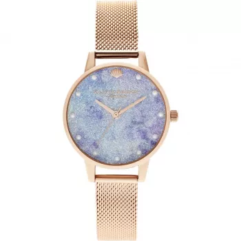 Relógio de mulher Olivia Burton OB16US44 analógico de quartzo 30 mm prateado aço inoxidável