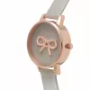 Olivia Burton relógio de senhora OB16VB04 aço inoxidável ouro rosa com mostrador branco e bracelete de pele vegan cinzenta