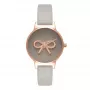 Olivia Burton relógio de senhora OB16VB04 aço inoxidável ouro rosa com mostrador branco e bracelete de pele vegan cinzenta