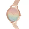 OLIVIA BURTON relógio de senhora de quartzo Rainbow Bee OB16RB18 – 34 mm caixa de aço inoxidável, bracelete de pele cinzenta, mostrador branco com motivo Rainbow Bee