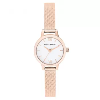 Relógio de mulher Olivia Burton dourado rosa OB16MC61 23mm quartzo aço inoxidável malha