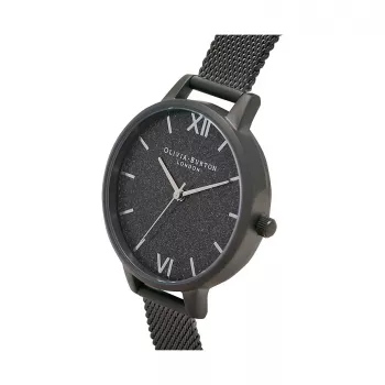 Olivia Burton relógio de senhora de quartzo Sparkle Bee OB16GD49 - 34mm, mostrador branco, bracelete de pele cinzenta