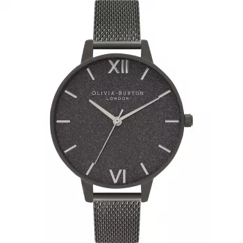 Olivia Burton relógio de senhora de quartzo Sparkle Bee OB16GD49 - 34mm, mostrador branco, bracelete de pele cinzenta