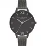 Olivia Burton relógio de senhora de quartzo Sparkle Bee OB16GD49 - 34mm, mostrador branco, bracelete de pele cinzenta