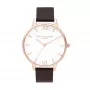 Olivia Burton relógio de senhora Sparkle Bee OB16SH07 – 34mm caixa de aço inoxidável em tom de ouro rosa, mostrador branco em madrepérola, bracelete de pele cinzenta