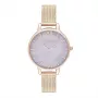 Olivia Burton relógio de senhora Sparkle Bee OB16SP16 - 34mm mostrador prateado bracelete de pele cinzenta