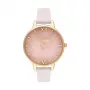 Olivia Burton relógio de senhora Sparkle Bee OB16SP20 – 34 mm mostrador cinzento Sunray, bracelete de pele cinzenta