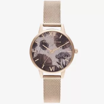 Relógio de mulher Olivia Burton Sparkle Butterfly OB16SP21 - 30 mm bracelete mesh de aço inoxidável prateado