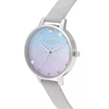 Olivia Burton relógio de senhora Sparkle Floral OB16US49 – 34 mm caixa de aço inoxidável em tom de ouro rosa, bracelete de pele cinzenta, mostrador branco floral