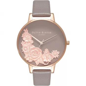 Relógio para mulher Olivia Burton Sparkle Florals OB16FS99 - 38mm aço inoxidável tom ouro rosa