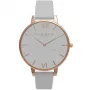 Olivia Burton relógio para senhora OB15BD61 38mm caixa de aço inoxidável mostrador branco com flores bracelete de couro cinzenta
