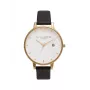 Olivia Burton relógio de senhora OB16AM86 38mm caixa de aço inoxidável banhada a ouro rosa bracelete de pele cinzenta