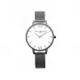 Olivia Burton relógio de senhora OB16BDW06 38mm – mostrador branco floral, bracelete de pele cinzenta