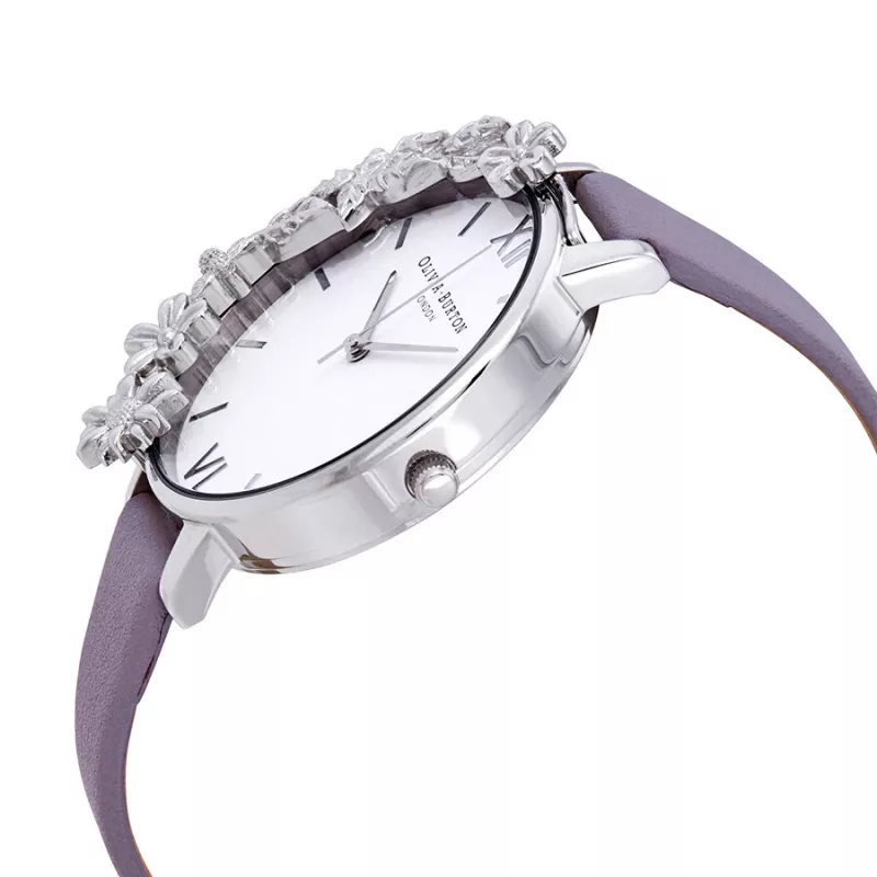 OLIVIA BURTON relógio de senhora OB16CB05 38mm caixa de aço inoxidável em tom de ouro rosa bracelete de pele rosa claro