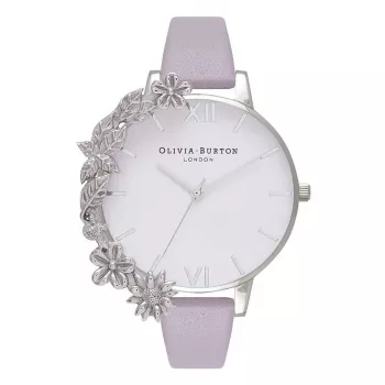 OLIVIA BURTON relógio de senhora OB16CB05 38mm caixa de aço inoxidável em tom de ouro rosa bracelete de pele rosa claro
