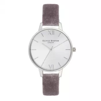 OLIVIA BURTON Relógio de mulher OB16DE04 34 mm caixa em aço inoxidável dourado rosa bracelete de pele cinzenta quartzo analógico