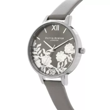 OLIVIA BURTON relógio de senhora analógico de quartzo OB16MV96 34 mm caixa de aço inoxidável em tom de ouro rosa mostrador azul-escuro Celestial com glitter bracelete de pele preta