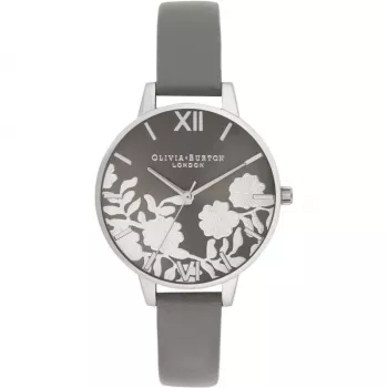OLIVIA BURTON relógio de senhora analógico de quartzo OB16MV96 34 mm caixa de aço inoxidável em tom de ouro rosa mostrador azul-escuro Celestial com glitter bracelete de pele preta