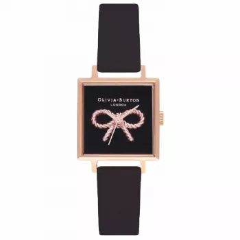 OLIVIA BURTON relógio de senhora OB16VB03 22,5mm caixa de aço inoxidável banhada a ouro rosa bracelete de pele cinzenta
