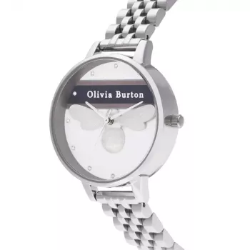 Relógio de mulher Olivia Burton OB16VS07 (34 mm) - caixa de aço inoxidável tom ouro rosa, bracelete de pele cinzenta