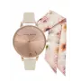 Olivia Burton Relógio de mulher OBGSET51 30 mm ouro rosa aço inoxidável e pele cinzenta