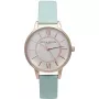 Olivia Burton relógio de senhora Wishing Watch OB15WD47 - 34 mm caixa de aço inoxidável em tom de ouro rosa, mostrador branco com pendente de abelha, bracelete de pele cinzenta
