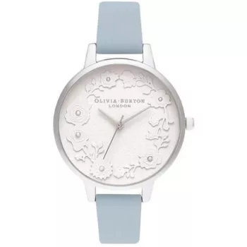 OLIVIA BURTON relógio de senhora Wishing Watch OB16AR04 – 34mm caixa de aço inoxidável, bracelete de pele cinzenta, mostrador branco/prateado com motivo celestial