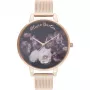 Relógio de mulher Olivia Burton Wishing Watch OB16WG22 - 38mm ouro rosa e pele cinzenta