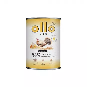Comida húmida monoproteica para cães OLLO Plus Collagen com peru 800 g