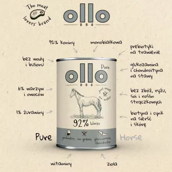 OLLO Pure Horse Alimento Húmido Mono para Cães 850g