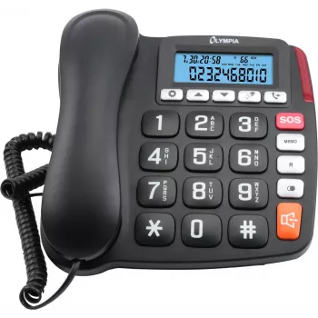OLYMPIA 4520 Telefone Analógico com Fio Preto - Branco (2294)