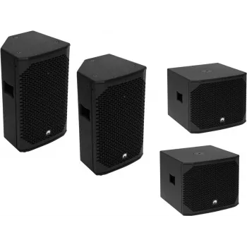 OMNITRONIC PA Set AZX Passive M - 2x altifalantes PA passivos de 10 polegadas, cada 150W RMS/300W Peak, 8 Ohm, contraplacado, preto 20000528