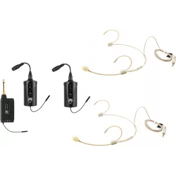 OMNITRONIC conjunto FAS TWO sistema de microfone sem fios UHF de dois canais com 2 transmissores de bolso e microfones de cabeça (660-690 MHz) 20000971