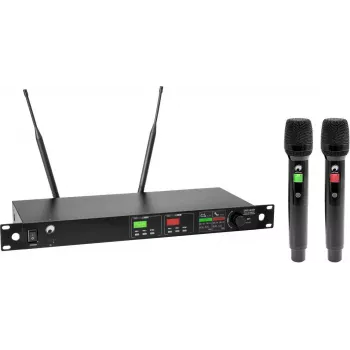 Sistema de microfone sem fios UHF de 2 canais OMNITRONIC UHF-602 520-554 MHz 13063603