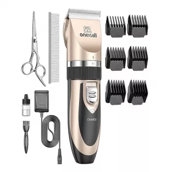 Máquina de cortar cabelo / tosquiadora Oneisall P2 + tesoura + conjunto de pentes (dourado)