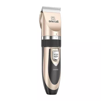 Máquina de cortar cabelo / tosquiadora Oneisall P2 + tesoura + conjunto de pentes (dourado)