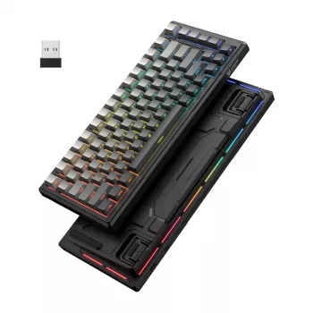 ONIKUMA G83 teclado gaming (preto) - retroiluminação RGB mecânica, teclado USB com fios tamanho completo com interruptores azuis