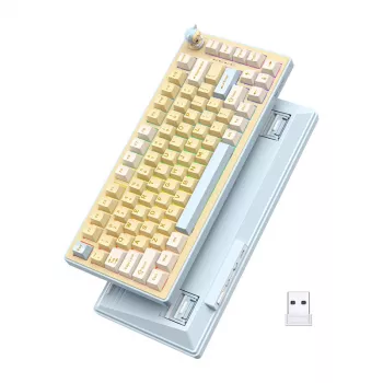 ONIKUMA MT707 teclado gaming (amarelo) - mecânico, interruptores Outemu Blue, retroiluminação RGB, formato completo, USB com fios