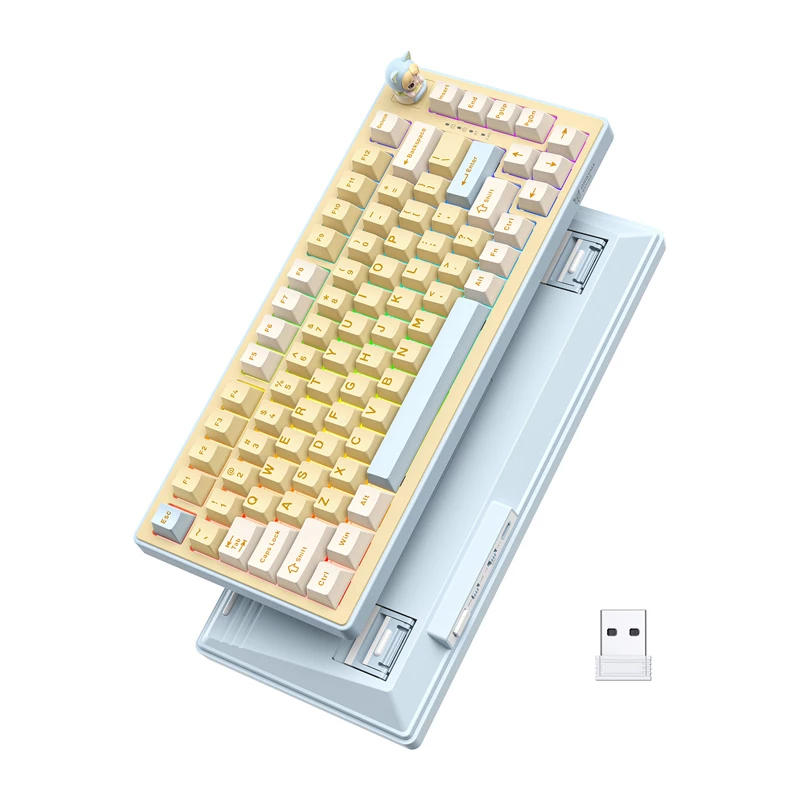 ONIKUMA MT707 teclado gaming (amarelo) - mecânico, interruptores Outemu Blue, retroiluminação RGB, formato completo, USB com fios