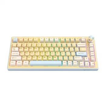 ONIKUMA MT707 teclado gaming (amarelo) - mecânico, interruptores Outemu Blue, retroiluminação RGB, formato completo, USB com fios