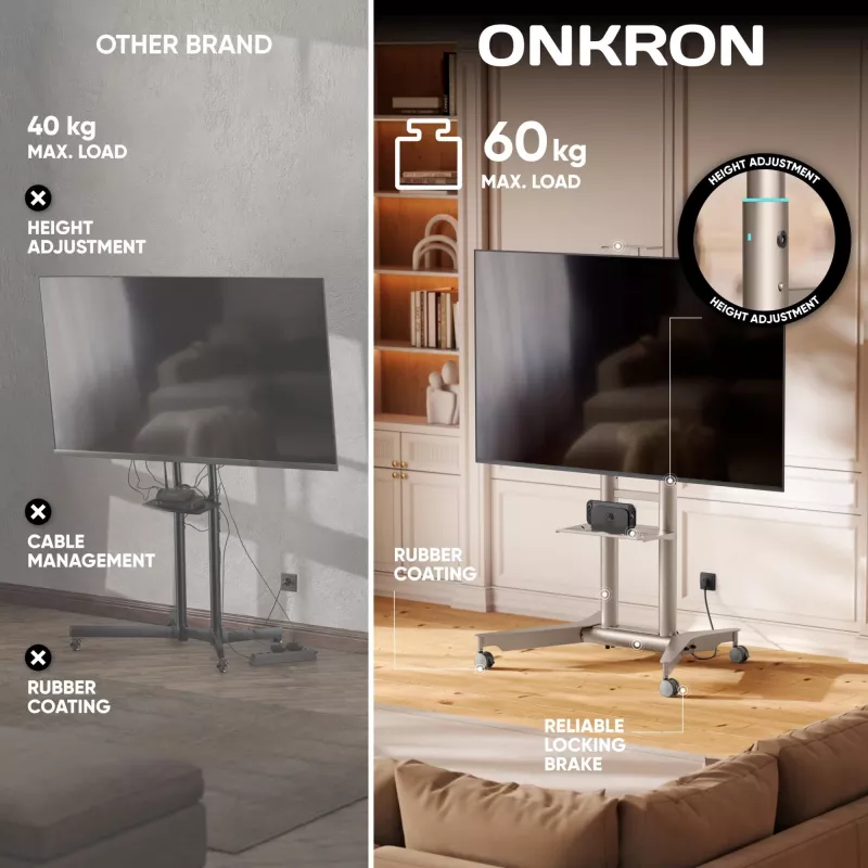 ONKRON TS1571-C Suporte de TV móvel para 32-75 polegadas, champanhe