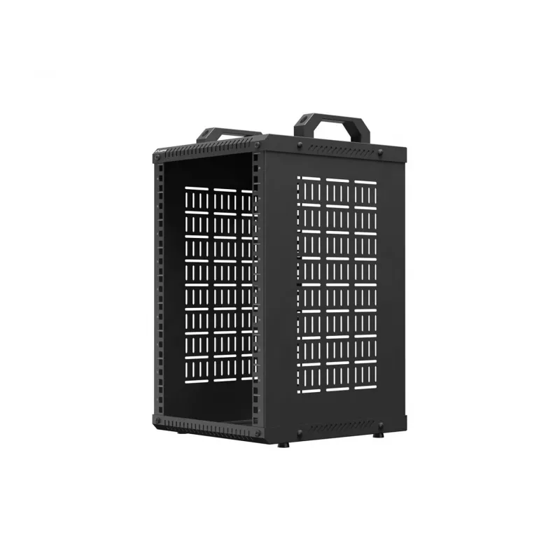Open Rack 10 9U 280x300 preto montagem na parede estrutura aberta